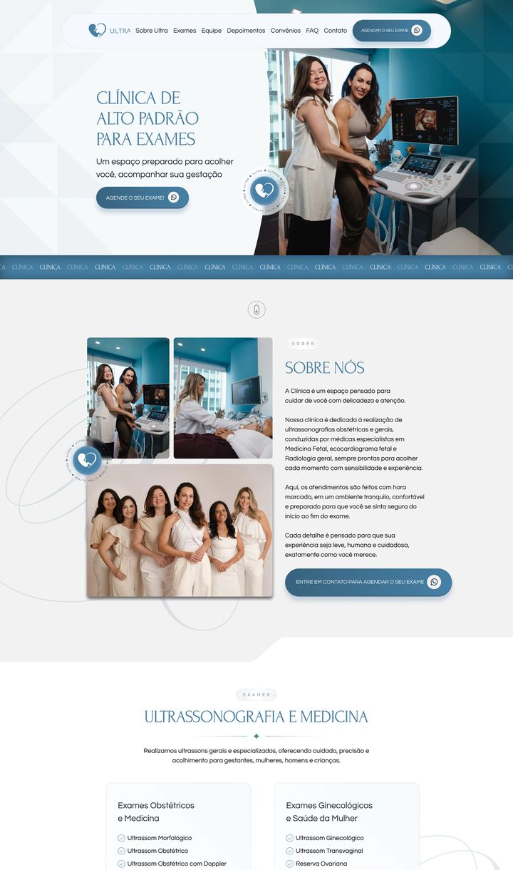 Landing page Clínica Ultrafeto