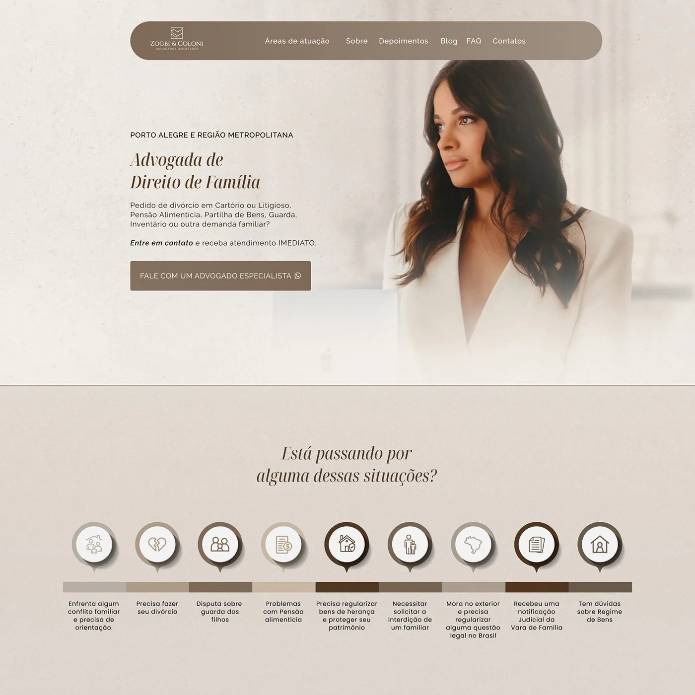 Beatriz Coloni, Landing page para direito de família, página completa