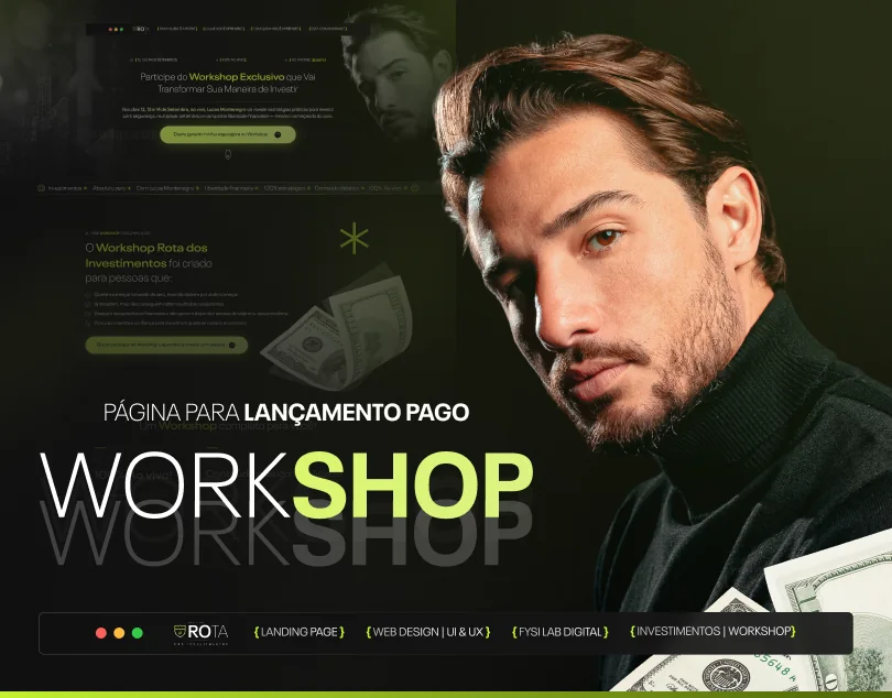 Workshop de investimentos · Página de lançamento para lançamento pago