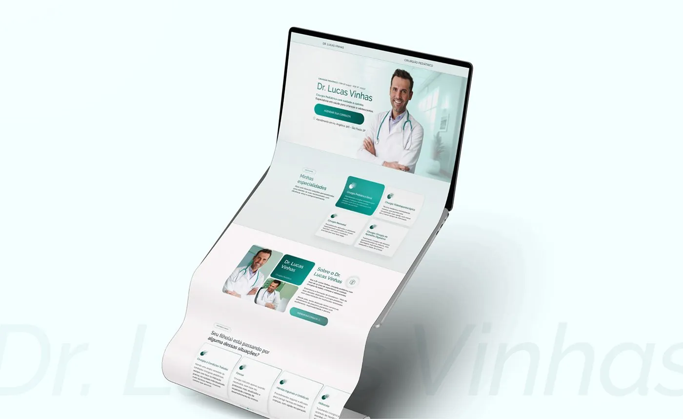 Dr. Lucas Vinhas, Landing page para cirurgia pediátrica, página completa