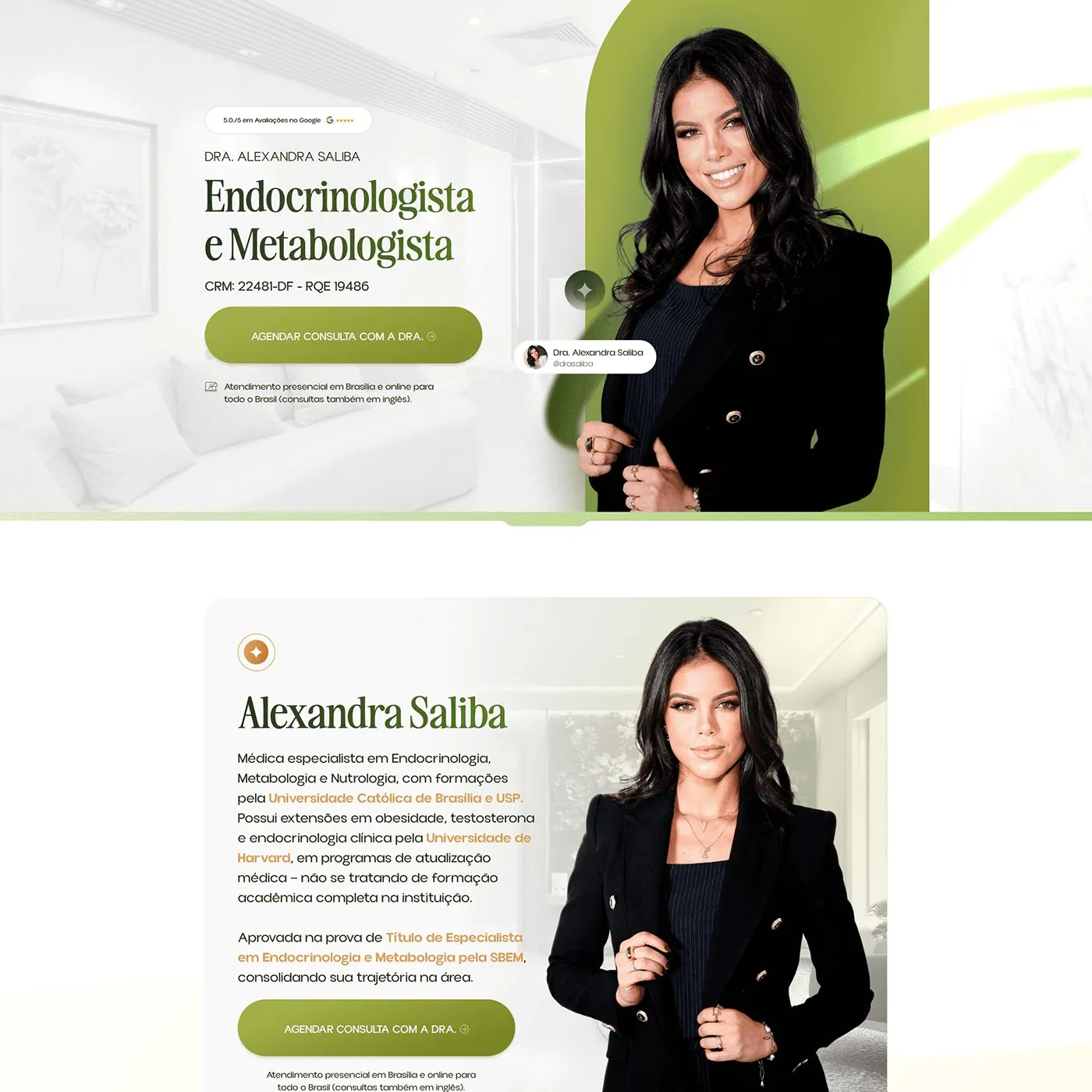 Dra. Alexandra Saliba, Página de vendas para endocrinologia e metabologia, página completa
