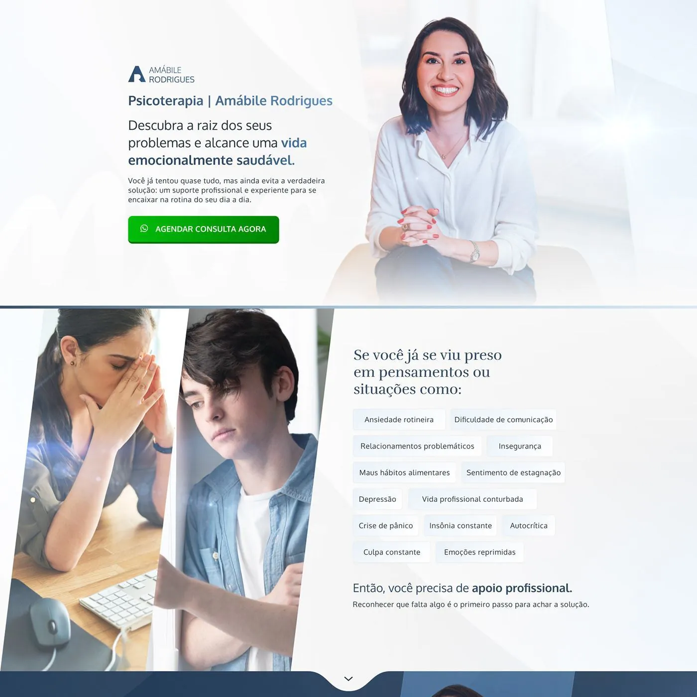 Amábile Rodrigues, Página de vendas para psicoterapia, página completa
