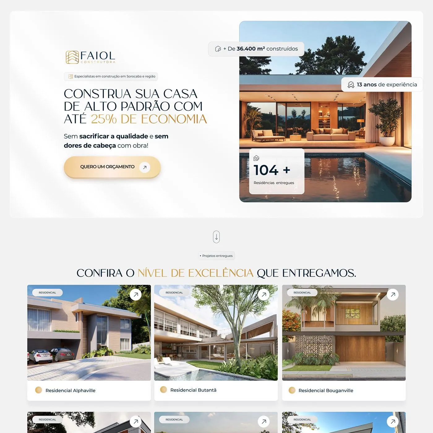 Construtora, Landing page para construção civil, página completa