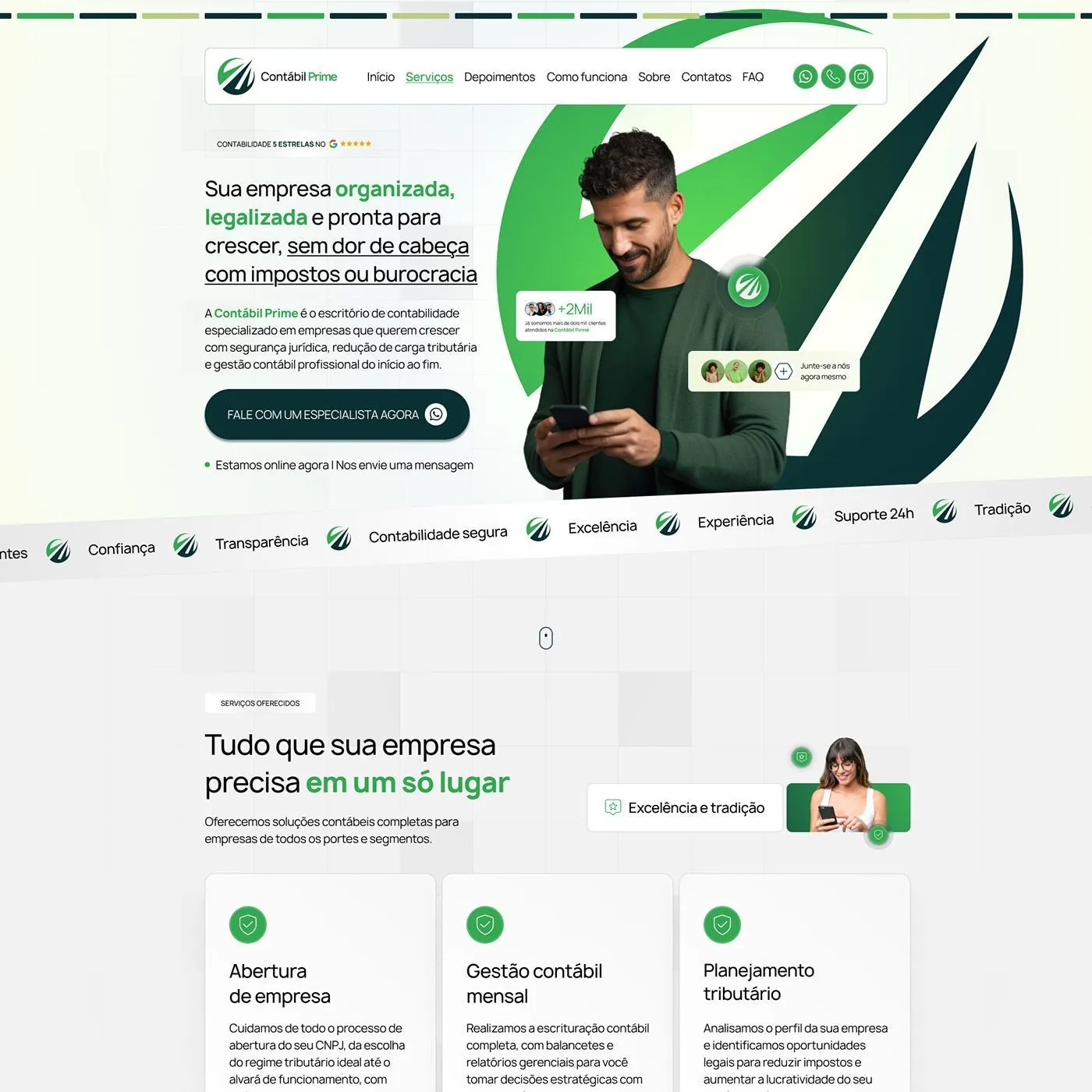 Contábil Prime, Página de vendas para contabilidade, página completa