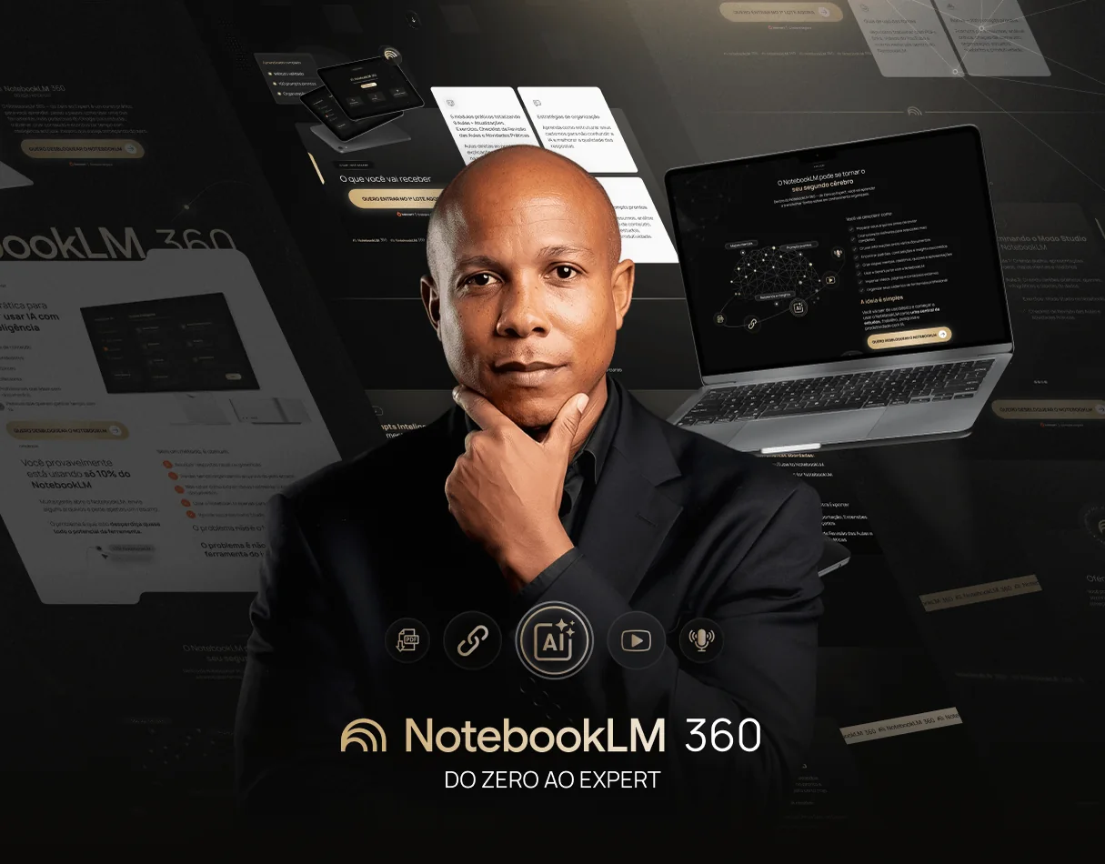 NotebookLM 360 · Página de lançamento para lançamento de curso