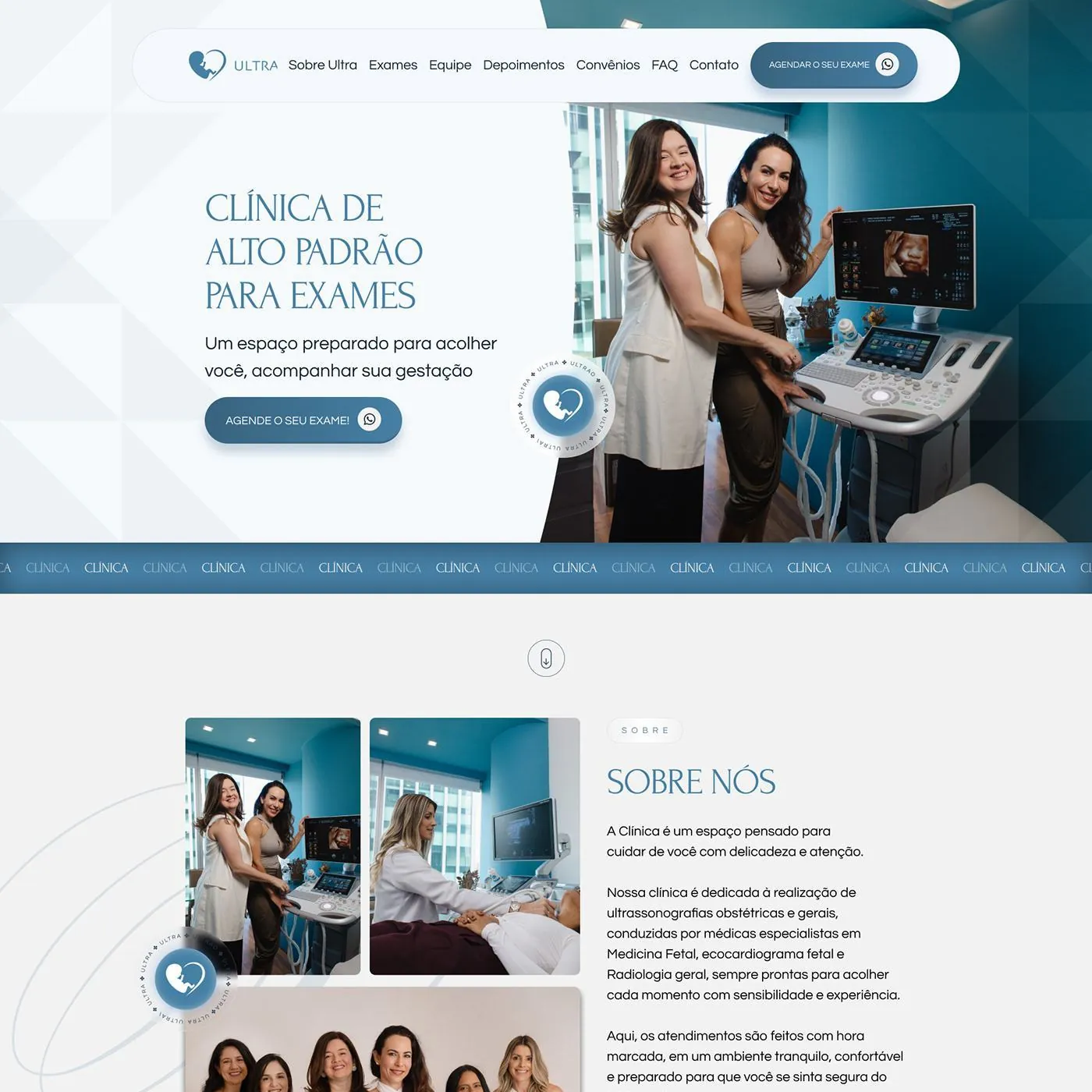 Ultrafeto, Landing page para medicina fetal, página completa